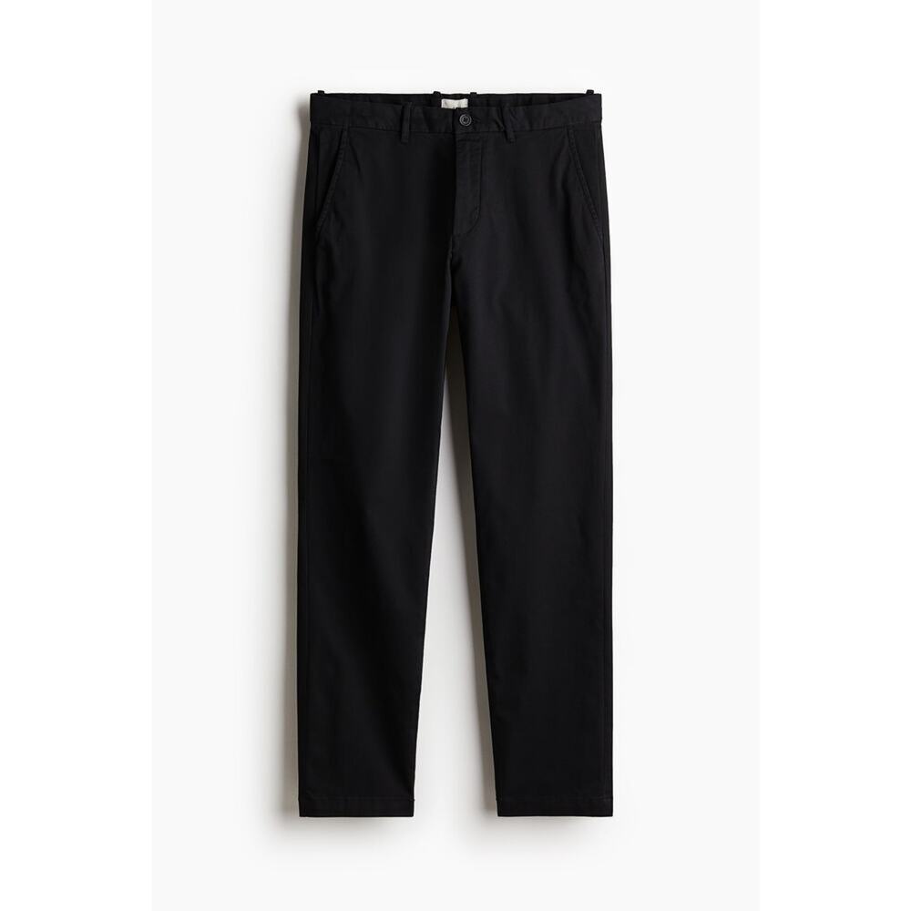 H&M Slim Fit Pants Black Cotton Stretch Tapered Modern Classic Trouser Size 30